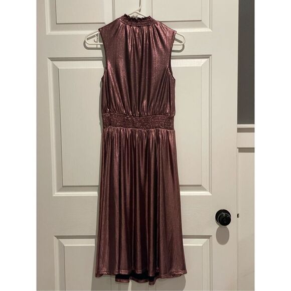 ModCloth Make It a Night To Remeber Smocked Neck & Waist Metallic Bronze Dress - Picture 12 of 14